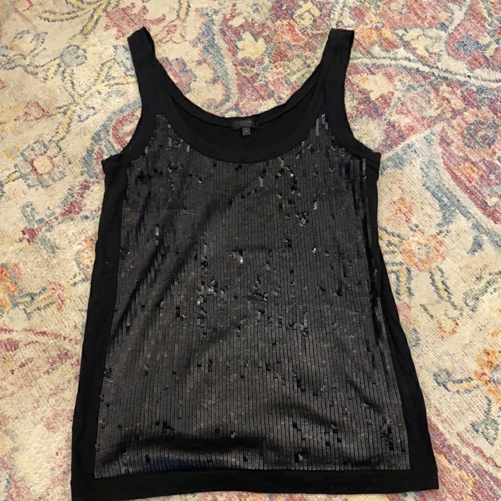 Jcrew black sequin tank top